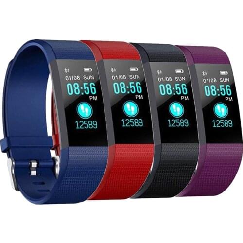 Smart Bracelet 115plus Blood Pressure Heart Rate Test Sports Bracelet Touch Color Screen Waterproof Support Android IPhone