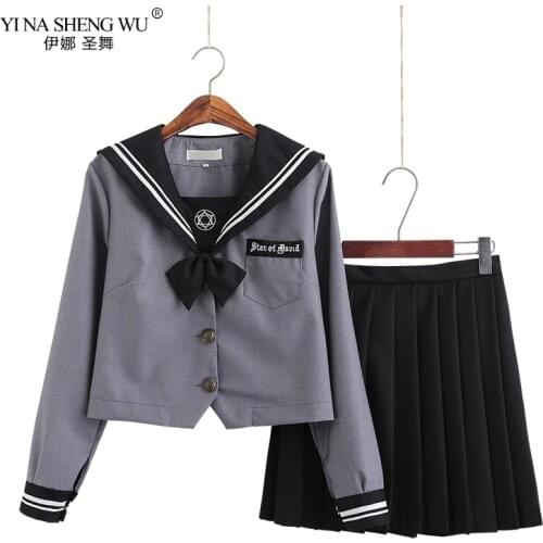 Black Gray JK Uniform Summer Japanese High School Uniforms Girls Sailor Sets Pleated Skirt Suit JK Uniform Cosplay Amine Costume