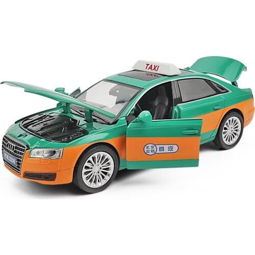 1:32 high simulation A8 Beijing taxi car alloy car pull back with sound and light model for children gifts