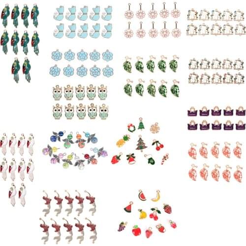 10pcs/lot Cute Enamel Charms Mini Stars Heart Bag Shape Deer Charms For DIY Jewelry Making Finding Accessories