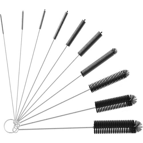 ORIA 10PCS Cleaning Brush Set Flexible Tube Bottle Brushes Glasses Keyboards Jewelry Cleaning Brush Stainless Steel Brushes