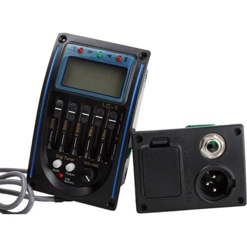10Pcs Professional Acoustic 5-Band EQ Equalizer Guitar Bass Preamp Piezo Pickup LCD Tuner LC-5