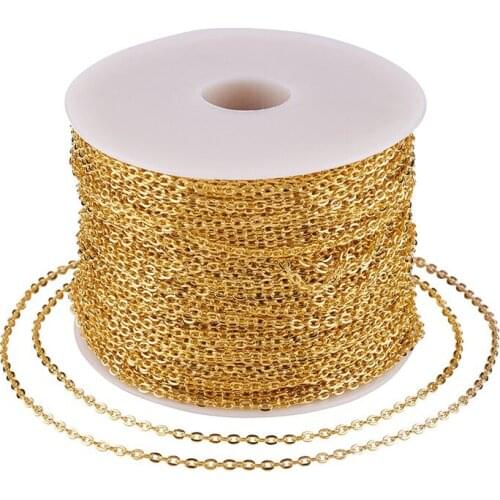 100m/roll 3x2x0.6mm Unwelded Iron Cross Chains Cable Chain for Jewelry Making DIY Bracelet Necklace Accessories Lead Free
