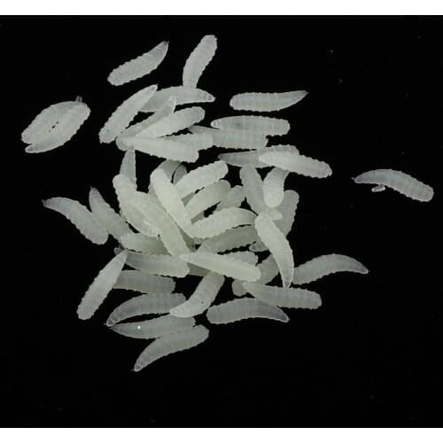 100pcs Fake Maggots 1.6cm Imitated Maggots Worm Soft Baits Grubs Glow Fishing Lures Eco-friendly