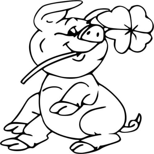 15*14.9CM Cute Pig With Flower Creative Car Styling Vinyl Car Stickers Waterproof Decal Black/Silver C9-2114