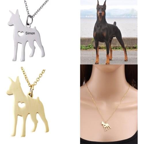 18 style Personalized Dog Necklace Engraved Name Pets Poodle Husky Yorkie Doberman Pug Dog Shape Heart Women Jewelry Accessories