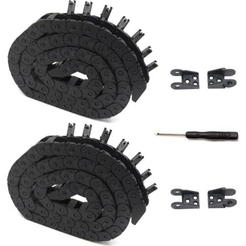 2PCS 10x11mm Length 1Meter Black Plastic Open Type Cable Wire Carrier Drag Chain Towline R18 for for 3D Printer and CNC Machines