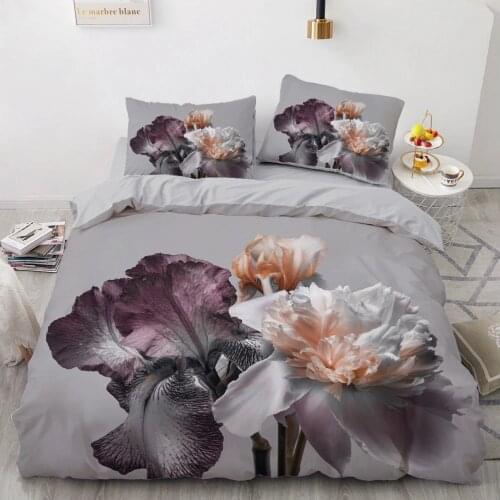3D Bedding Sets Black Duvet Quilt Cover Set Comforter Bed Linen Pillowcase King Queen 220x230cm Flower Design Printed