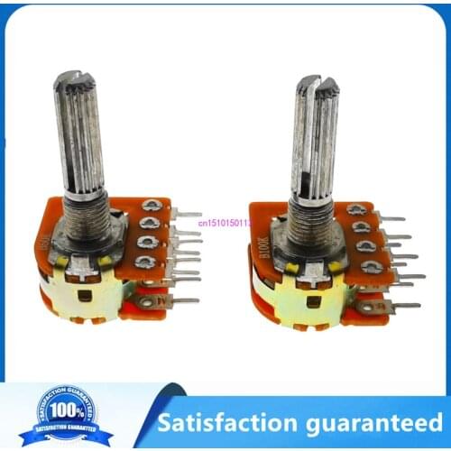 1PCS WH148 25MM 16 type sound volume potentiometer double 8 feet with center tap B50K B100K 50K 100K RH2702