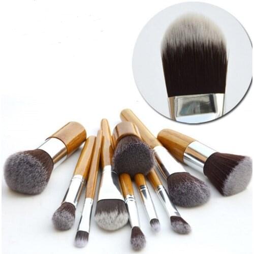 50sets 11pcs/set Professional Make Up Tools Wood Handle Foundation Concealer Brush Set Kit
