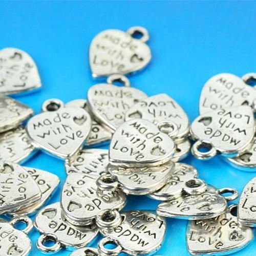 50Pcs Silver Plated Handmade Tools Antique Silver Plated Pendants Making DIY Handmade Tibetan Silver Finding Jewelry