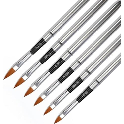 6pcs Fashionable Nail Art Pen with Metal Handle Nail Art Carving Pen Detachable Replacement Design Nail Art Painting Brushes
