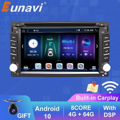 Eunavi 8Core DSP Android 10 Car Radio Multimedia Audio Player Universal Stereo Video Headunit WIFI RDS Navigation GPS 2 Din DVD
