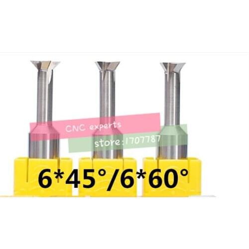 Free Delivery 1PCS 6*45/6*60 degrees carbide straight shank dovetail milling cutter, alloy straight shank milling cutter