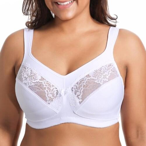Plus Size Womens Bra Full Support Unlined Wirefree Minimizer Bra Figure Support Underwear 34 36 38 40 42 44 46 48 C D DD E F G