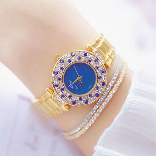 Bs Watches Woman 2020 Famous Brand Gold Blue Diamond Wrist Watches Female Caystal Elegant Ladies Watches Montre Femme 2020