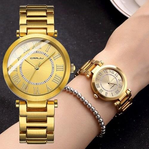 CRRJU Top Luxury Brand Mens Sport Watch Gold Full Steel Quartz Watches Men Date Waterproof Military Clock Man relogio masculino