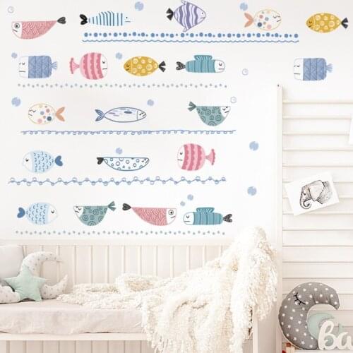 Cartoon Fish Wall Sticker Kids Room Decor Aesthetic DIY Living Room Decoration Wallsticker Boy Girl Bedroom Decals for Furniture
