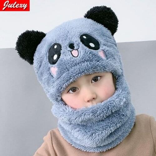 Childrens Hat Autumn And Winter Korean Version Of The Cute Baby Ear Cap Bear Scarf Mask One Plush Warm Hood