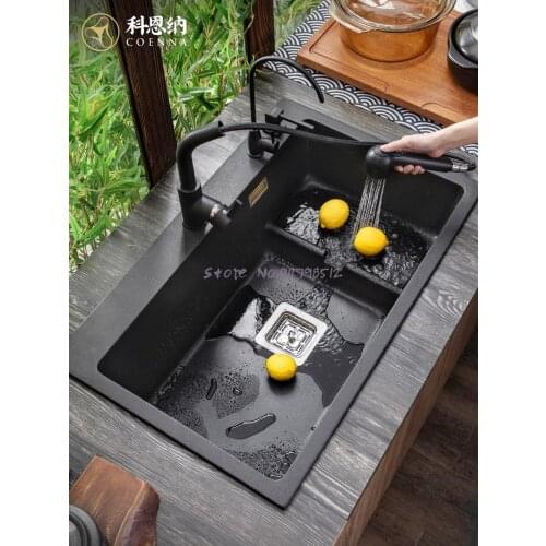 Quartz Stone Sink Single-bath Kitchen Sink Granite Sink Household Thickened With Drain Package