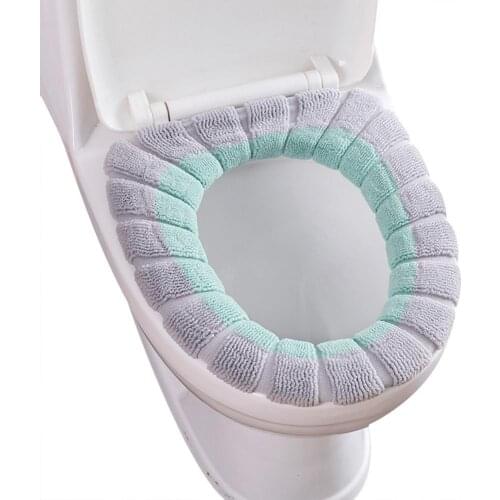 Home Bath Decor Thickened Round Toilet Cover Bathroom Plush Toilet Seat Cushion Washable Mat Bathroom Accessories