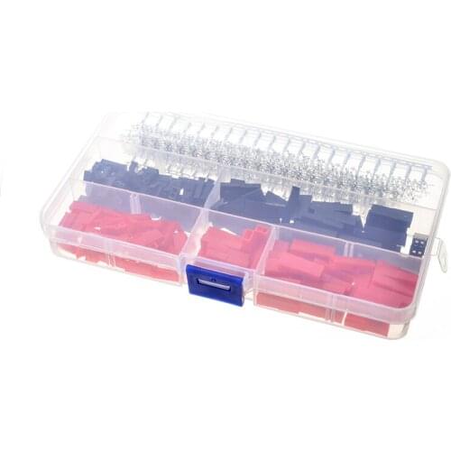 600PCS Male&Female Electrical Jumper With Pin Header Connectors Red&Black Crimp Pins Housing Socket Wire Cable Butt Connector