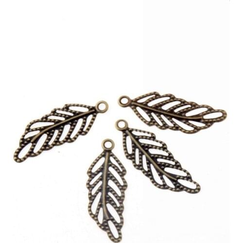 Free shipping 50Pcs Bronze Tone Leaf Filigree Wraps Connectors Metal Crafts Gift Decoration DIY 32x12mm