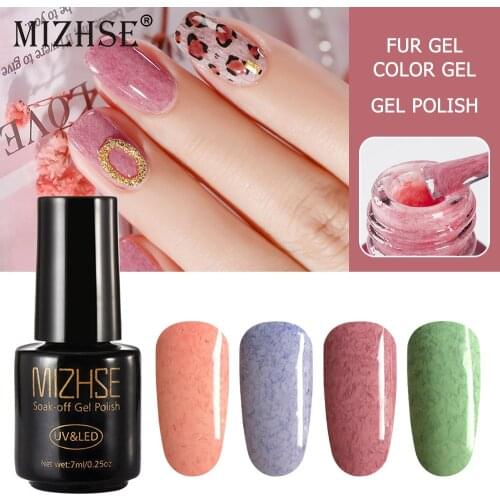 MIZHSE Gel 7ML Faux Fur Effect P01-26 Gel Nail Polish Soak Off Nail Art Varnish UV LED Long-Lasting 3D Gel lacquer