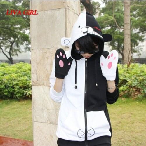 Adult Unisex Danganronpa Monokuma Spring Autumn Cartoon Anime Hoodies Sweatshirt Fleece Cosplay For Woman Pluz Size