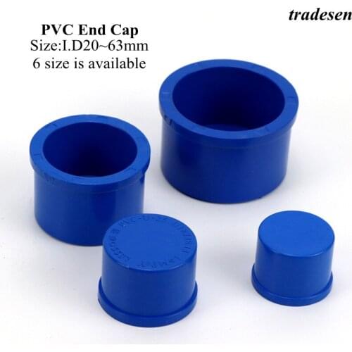 1Pcs Blue Inner 20~63mm PVC End Cap Connectors Auquarium Fish Tank Pipe Fittings Garden Irrigation Water Tube Plug Pipe Adapter