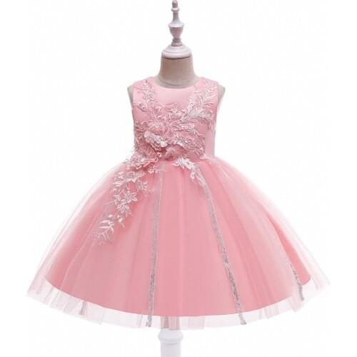 KEAIYOUHUO 2021 Summer Pink Floral Mesh Dress For Baby Girls Kids Birthday Party Elegant Princess Dresses 3-10 Year Old Girl