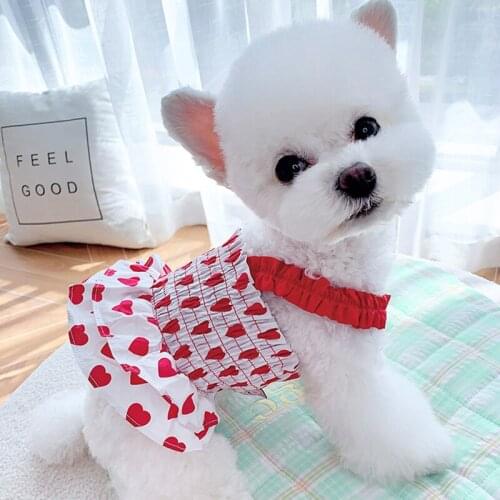 Love dress summer thin pet teddy bear cat Pomeranian bunny poodle small dog clothes