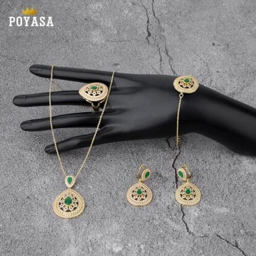 Moroccan Caftan wedding gold jewelry set for women crystal beads fashion jewelry set copper high quality jewelry set