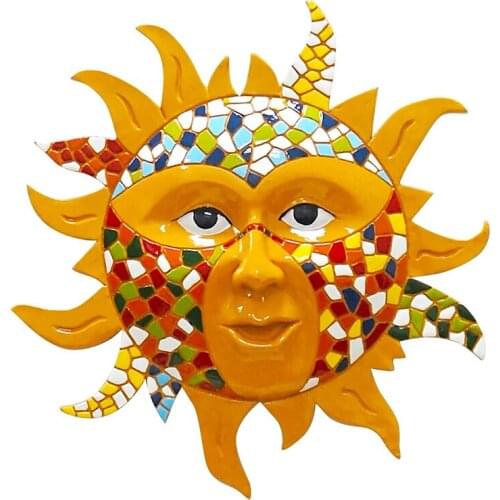 Metal Sun Wall Art Decoration Creative Mosaic Sun Hanging Ornament for Home Living Room Garden Decoration C1