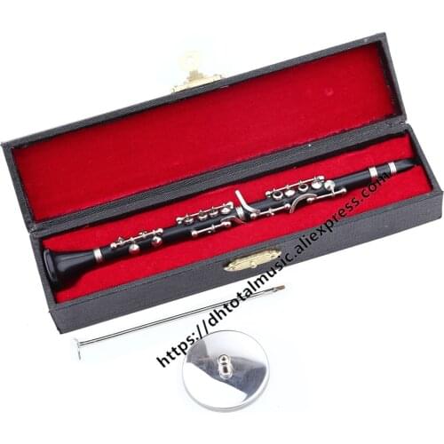 Mini Clarinet with Support Miniature Clarinet Musical Instruments Collection Decorative Ornaments Model Decoration Gifts