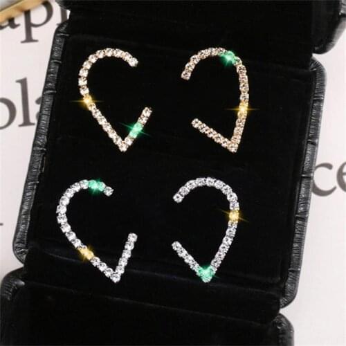 Fashion Geometric Heart Pendant Earrings Temperament Asymmetric Earrings Personality Gift Friends