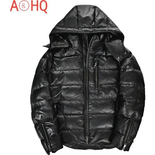 Winter Real Leather Jacket Men Korean Mens Sheepskin Coat Hooded Down Jackets Warm Fashion Clothes 2021 Chaqueta Hombre