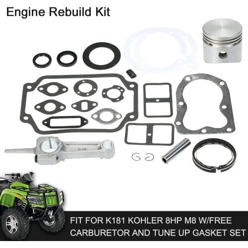Car Engine Rebuild Kit Fit for K181 Kohler 8HP M8 w/Free Carburetor and Tune Up Gasket Set