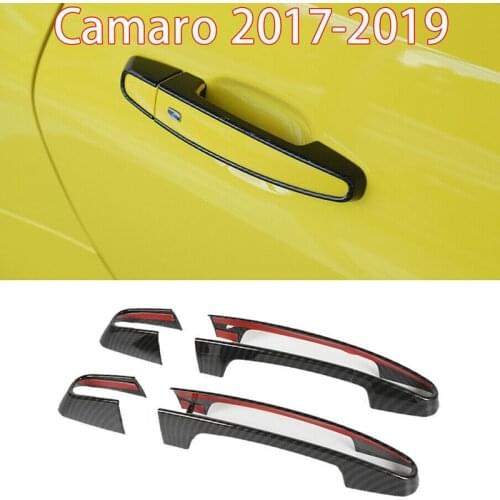 4X Exterior Door Handle Cover Trim for Chevrolet Camaro 2017-2019 Carbon Fiber