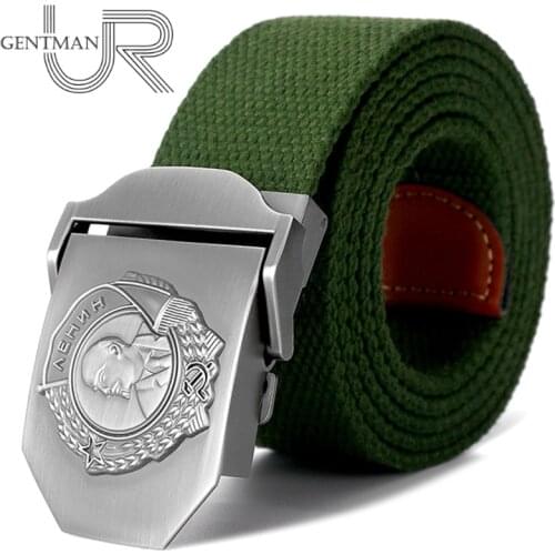 New Men & Women Belt Soviet Highest Honor Lenin Medal 3D Canvas Belt Soviet Memory CCCP Luxury Jeans Military Tactical Belts