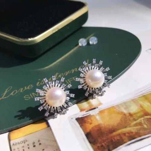 New Style 925 Sterling Silver Earrings Findings Settings Base Mountings Parts Mounts for Pearls Agate Crystal Jade