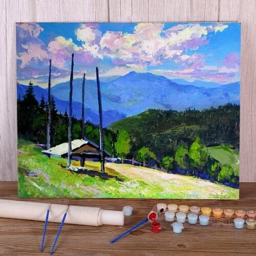 Landscape Summer. Etude DIY Painting By Numbers Complete Kit Acrylic Paints 40*50 Paiting By Numbers Paintings Art