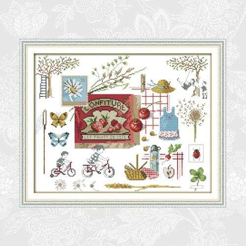 Grow Strawberries Counted Print on Cross Stitch kits Sale, Embroidery Needlework Set, Home Decoration Send Accessory Tools