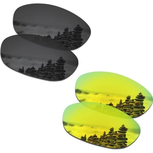 SmartVLT 2 Pairs Polarized Sunglasses Replacement Lenses for Oakley Fives 2.0 Stealth Black and 24K Gold