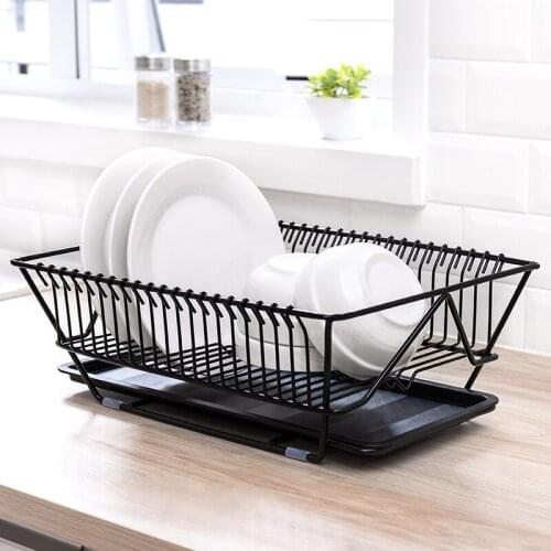 Dish Drying Rack - Metal Wire Kitchen Dish Drainer Rack Organizer with Drain Board