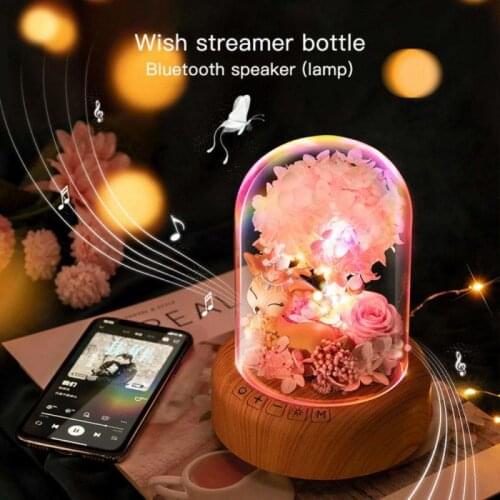 Wishing Streamer Bottle Bluetooth Sound Usb Charging Night Light Birthday Mothers Day Gift Eternal Flower Led Bedside Lamp
