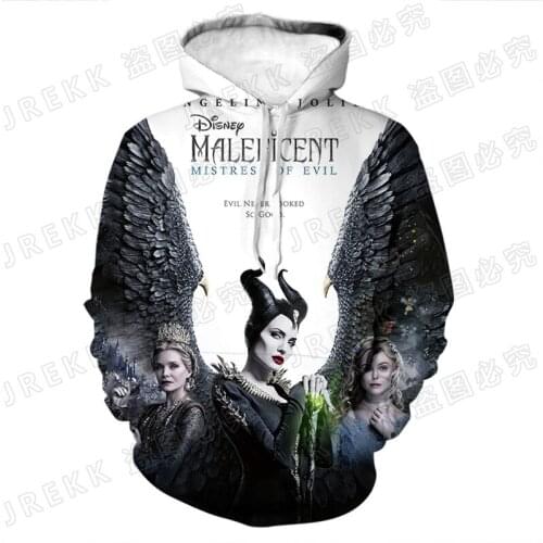 Disney Movie Maleficent Mens Sweatshirts Casual 3D Print Women Oversized Hoodie Spring Harajuku Children Clothes