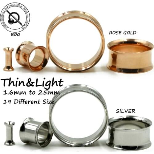 1 Pairs 316L Surgical Steel Double Flare Ear Tunnel Plugs Hollow Expander Stretcher Earlobe Piercing Gauges Body Jewelry