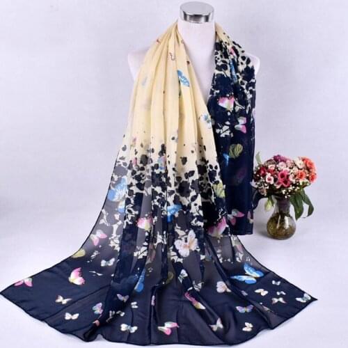 2020 FAL/WIN Seven-color butterfly chiffon scarf silk square hijab cool shawl ladies foulard femme Scarves hair bufanda mujer