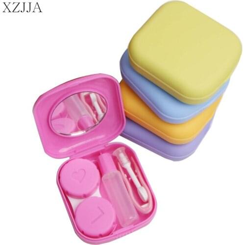 XZJJA 2PCS Candy Color Contact Lenses Storage Box Cute Contact lens Case Box Eyes Care Kit Holder Washer Cleaner Container